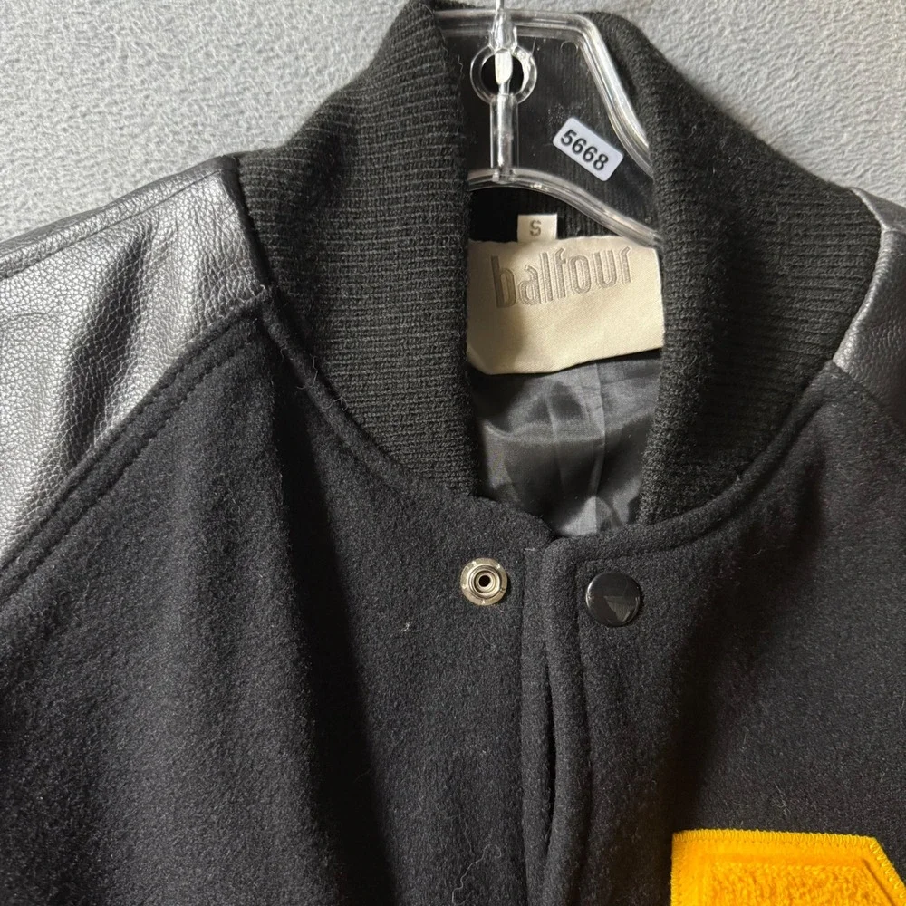 Vintage Dalfour Michigan Wolverines Varsity Jacket Wool Leather Small Black